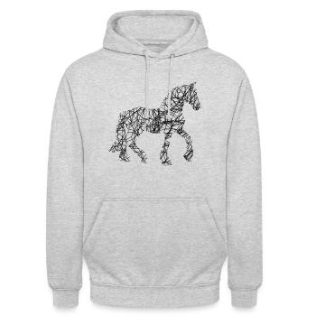 Cheval Cheval Équitation Poney Western Shirt - Sweat-shirt à capuche unisexe - gris clair chiné - Devant - Alina (178cm) & Michal (187cm)