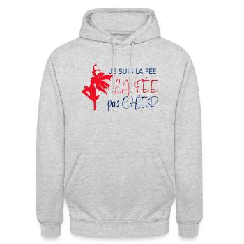 La Fée pas chier Magique Et merveilleuse - Sweat-shirt à capuche unisexe - gris clair chiné - Devant - Alina (178cm) & Michal (187cm)