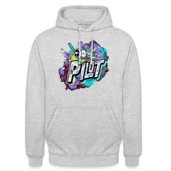 Pilote d’ULM pilotant un avion motorisé - Sweat-shirt à capuche unisexe - gris clair chiné - Devant - Alina (178cm) & Michal (187cm)
