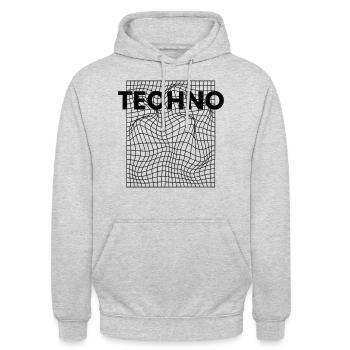 Techno-Musik-Logo-Design - Unisex Hoodie - Hellgrau meliert - Vorne - Alina (178cm) & Michal (187cm)