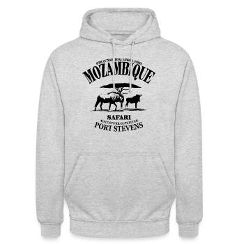 Mosambik - Mozambique - Sweat-shirt à capuche unisexe - gris clair chiné - Devant - Alina (178cm) & Michal (187cm)