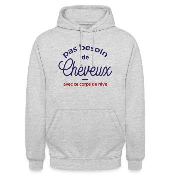 Pas besoin de cheveux - Sweat-shirt à capuche unisexe - gris clair chiné - Devant - Alina (178cm) & Michal (187cm)