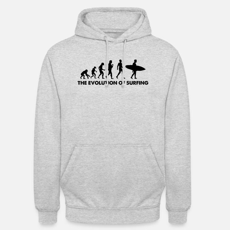 L’évolution du surf - Sweat-shirt à capuche unisexe - gris clair chiné