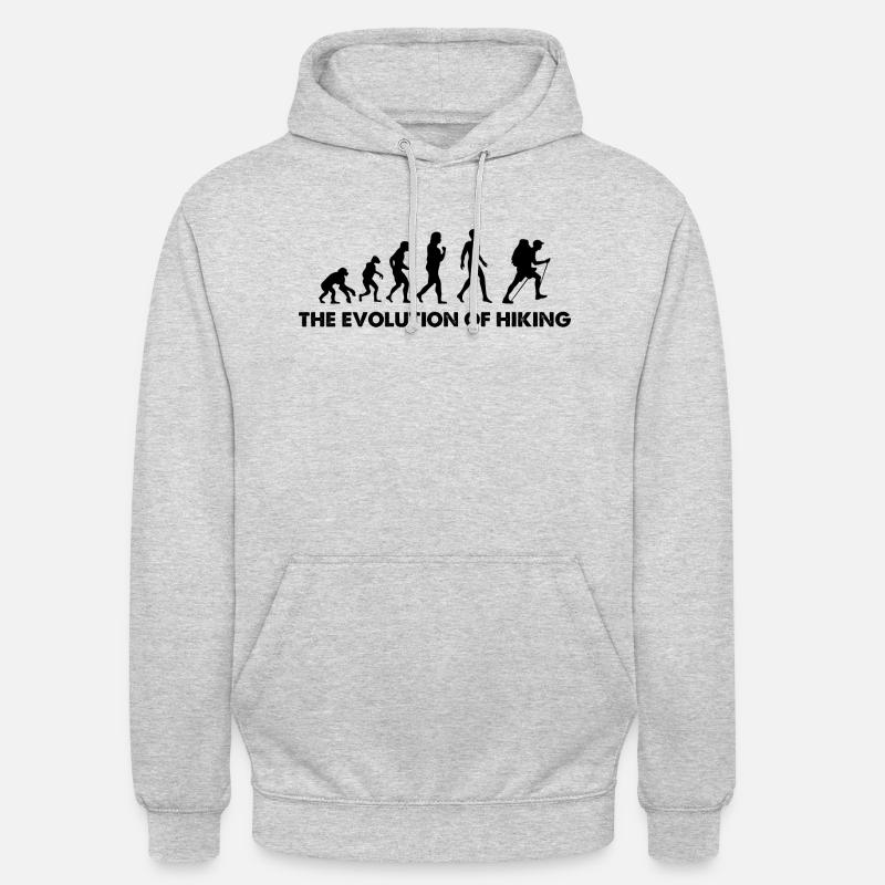 L'évolution de la randonnée - Sweat-shirt à capuche unisexe - gris clair chiné
