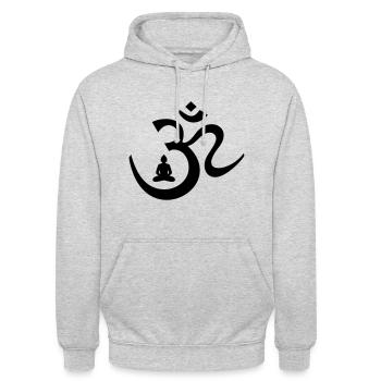 OM avec Bouddha en méditation aum Religion - Sweat-shirt à capuche unisexe - gris clair chiné - Devant - Alina (178cm) & Michal (187cm)