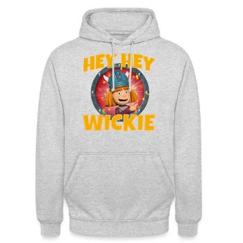 Wickie Und Die Starken Männer Hey Hey Wickie Lied - Unisex Hoodie - Hellgrau meliert - Vorne - Alina (178cm) & Michal (187cm)