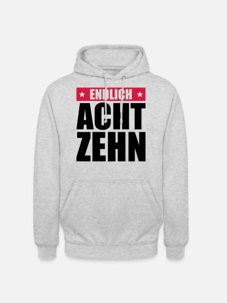 endlich 18 jahre - Unisex Hoodie - Hellgrau meliert