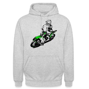 MotoCross - Supercross - MX - SX - FMX - Unisex Hoodie - Hellgrau meliert - Vorne - Alina (178cm) & Michal (187cm)