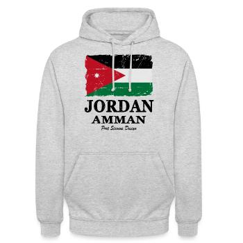Flag of Jordan - Jordanien Flagge - shabby look - Unisex Hoodie - Hellgrau meliert - Vorne - Alina (178cm) & Michal (187cm)