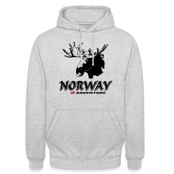 Norvège - Elk - Drapeau norvégien - Sweat-shirt à capuche unisexe - gris clair chiné - Devant - Alina (178cm) & Michal (187cm)