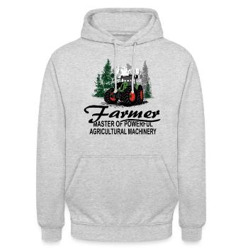 Tracteur - Tracteur - Agriculteur - Agriculteur - Sweat-shirt à capuche unisexe - gris clair chiné - Devant - Alina (178cm) & Michal (187cm)