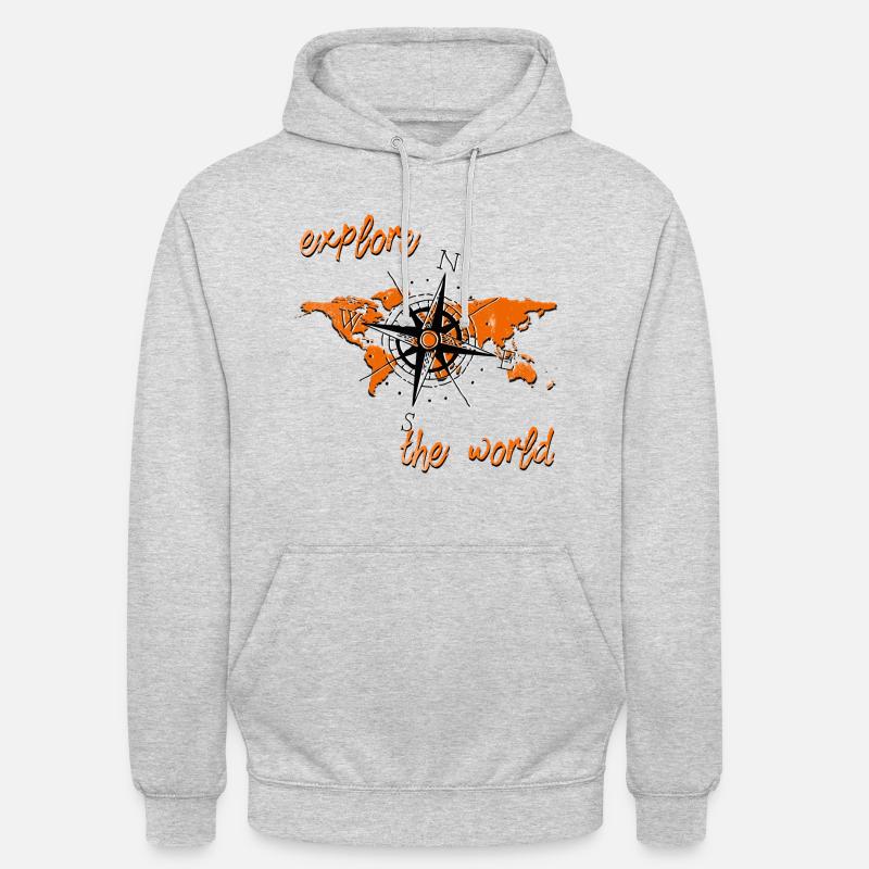 Orange Explore - Unisex Hoodie - Hellgrau meliert