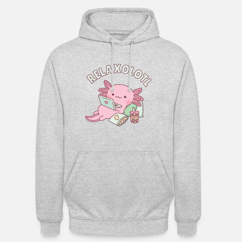 Mignon relaxant Axolotl Relaxolotl Pun - Sweat-shirt à capuche unisexe - gris clair chiné