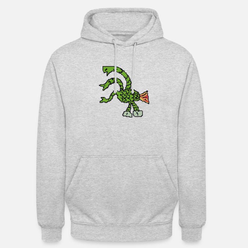 Hydra Pixelart a tre teste - Felpa con cappuccio unisex - grigio chiaro melange