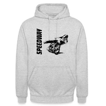 Speedway - Motorcycle Speedway - Unisex Hoodie - Hellgrau meliert - Vorne - Alina (178cm) & Michal (187cm)