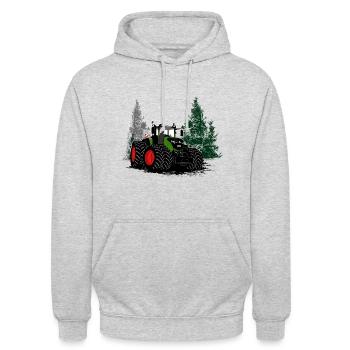 Tracteur - Tracteur - Agriculteur - Agriculteur - Sweat-shirt à capuche unisexe - gris clair chiné - Devant - Alina (178cm) & Michal (187cm)