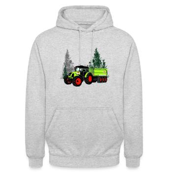 Tracteur - Tracteur - Agriculteur - Agriculteur - Sweat-shirt à capuche unisexe - gris clair chiné - Devant - Alina (178cm) & Michal (187cm)