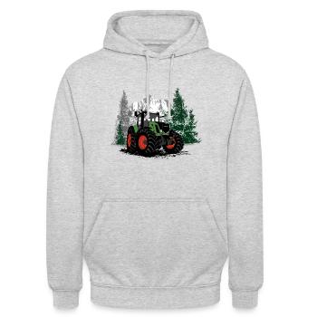 Tracteur - Tracteur - Agriculteur - Agriculteur - Sweat-shirt à capuche unisexe - gris clair chiné - Devant - Alina (178cm) & Michal (187cm)