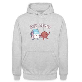 Süße Milch und Kekse Beste Freunde - Unisex Hoodie - Hellgrau meliert - Vorne - Alina (178cm) & Michal (187cm)