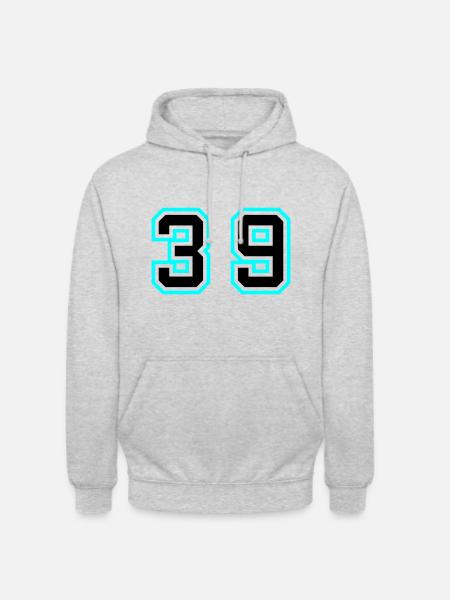 39 Symbole numérique - Sweat-shirt à capuche unisexe - gris clair chiné