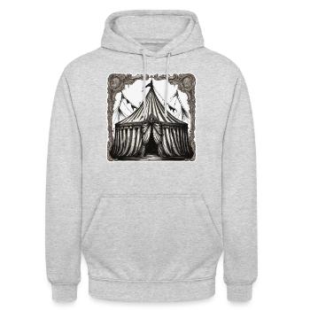 Zirkuszelt / Manege / Unterhaltung / Artisten - Unisex Hoodie - Hellgrau meliert - Vorne - Alina (178cm) & Michal (187cm)