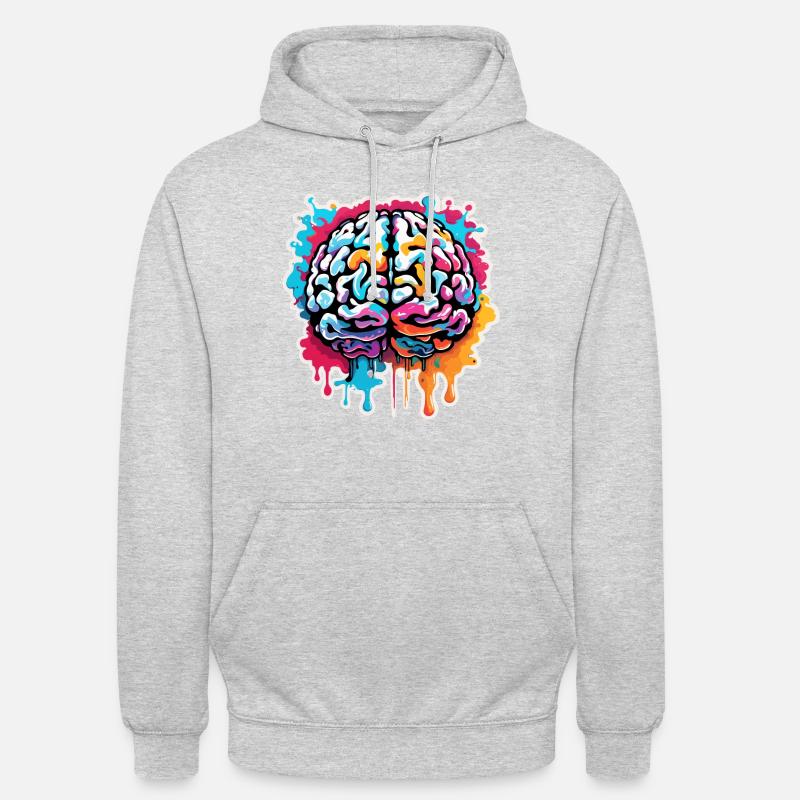 Cerveau / Connaissance / Intelligence / Intelligent / Penser - Sweat-shirt à capuche unisexe - gris clair chiné