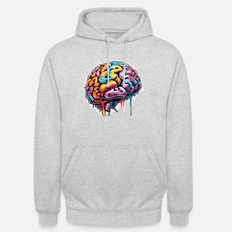 Cerveau / Connaissance / Intelligence / Intelligent / Pensée - Sweat-shirt à capuche unisexe - gris clair chiné