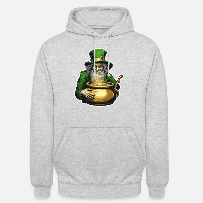 Leprechaun / Leprechaun / Vert / Gingembre / Irlande - Sweat-shirt à capuche unisexe - gris clair chiné