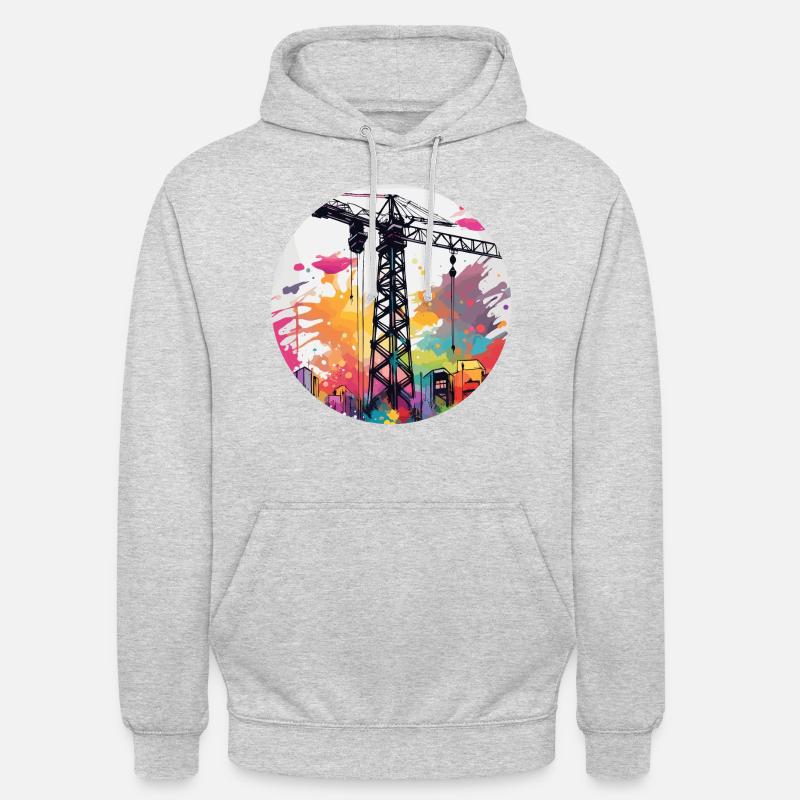 Kran / Baustelle / Seilwinde / Kransystem - Unisex Hoodie - Hellgrau meliert