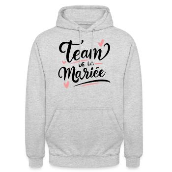 Team de la mariée - Sweat-shirt à capuche unisexe - gris clair chiné - Devant - Alina (178cm) & Michal (187cm)