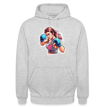 Boxer / Sports / Fight / Arena / Boxing Ring / Fists - Unisex Hoodie - light heather grey - Front - Alina (178cm) & Michal (187cm)