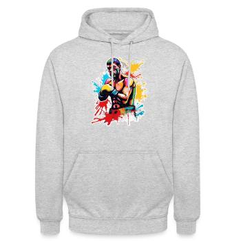 Boxer / Sports / Fight / Arena / Boxing Ring / Fists - Unisex Hoodie - light heather grey - Front - Alina (178cm) & Michal (187cm)