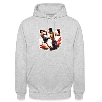 Boxer / Sports / Fight / Arena / Boxing Ring / Fists - Unisex Hoodie - light heather grey - Front - Alina (178cm) & Michal (187cm)