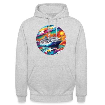 Bateau pirate / Bateau / Mer / Océan / Vagues - Sweat-shirt à capuche unisexe - gris clair chiné - Devant - Alina (178cm) & Michal (187cm)