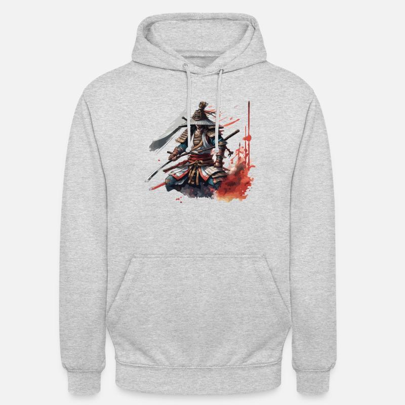Samurai / Japanisch / Harakiri / Katana / Mann - Unisex Hoodie - Hellgrau meliert