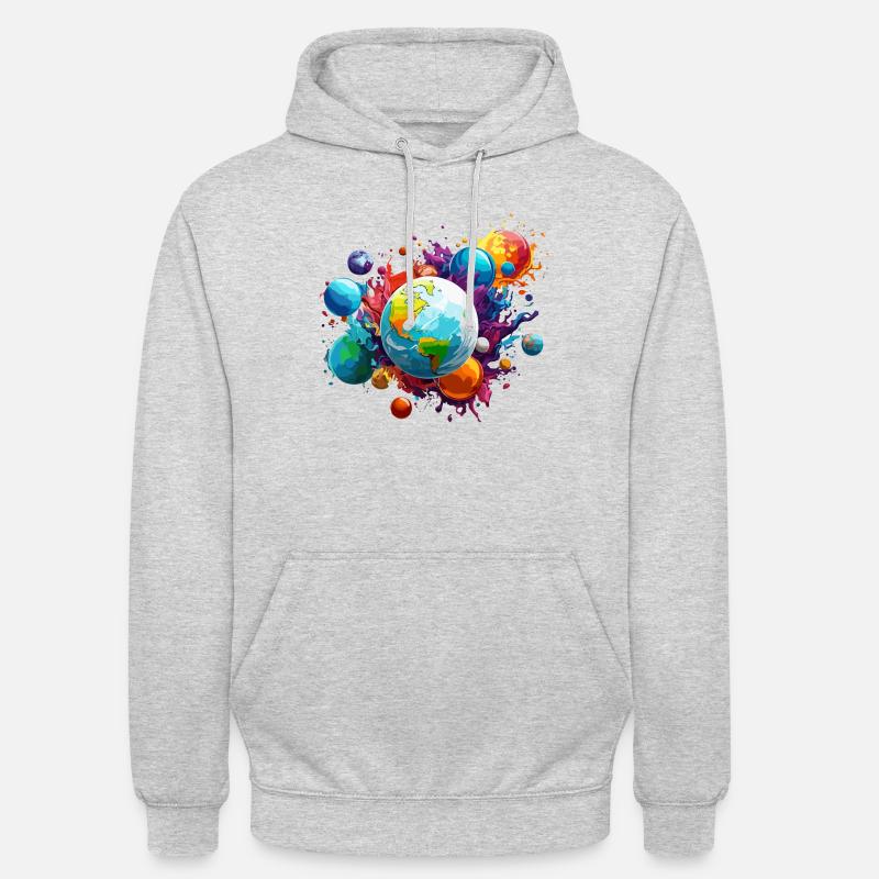 Planets / Solar System / Space / Galaxy - Unisex Hoodie - light heather grey