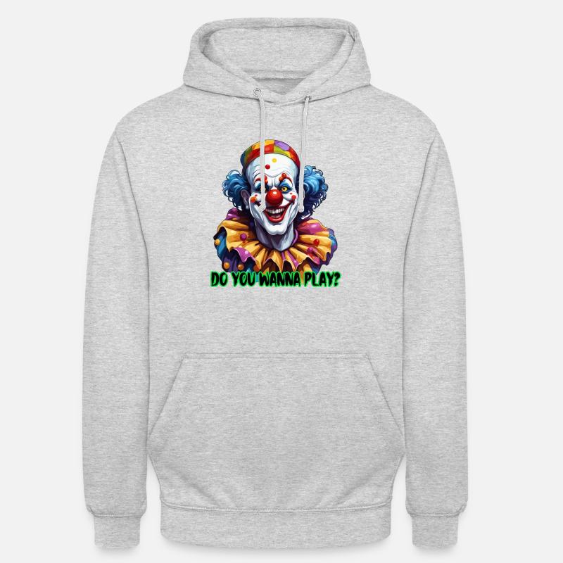 Clown / Cirque / Carnaval / Carnaval / Ludique - Sweat-shirt à capuche unisexe - gris clair chiné