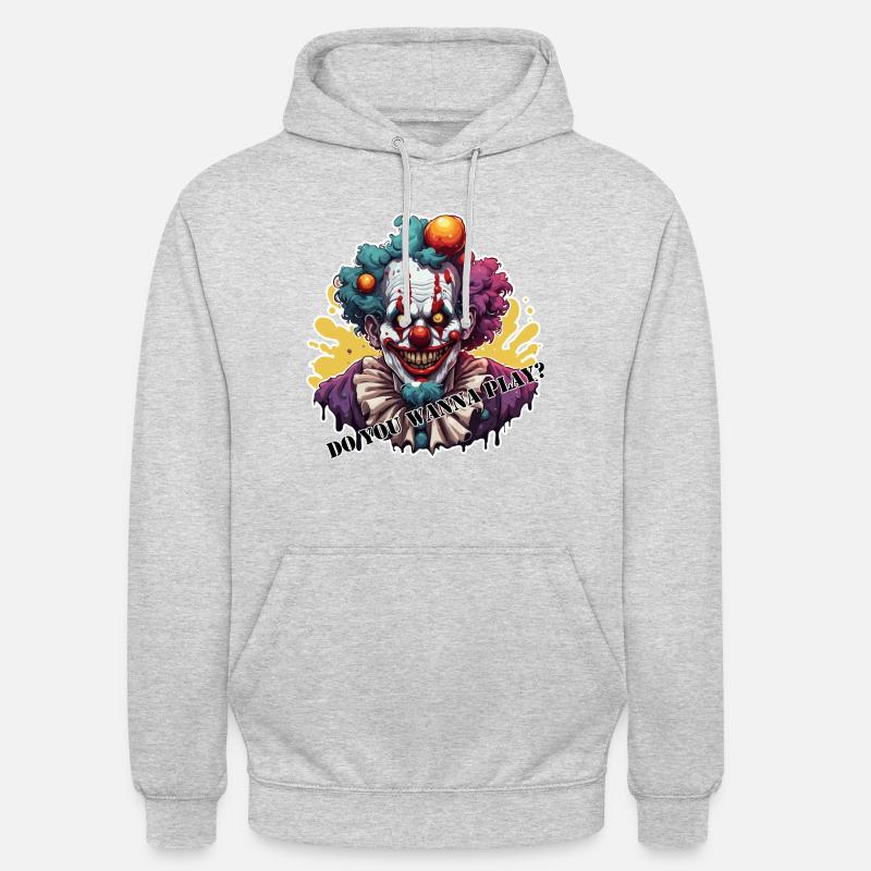 Clown / Cirque / Carnaval / Carnaval / Ludique - Sweat-shirt à capuche unisexe - gris clair chiné