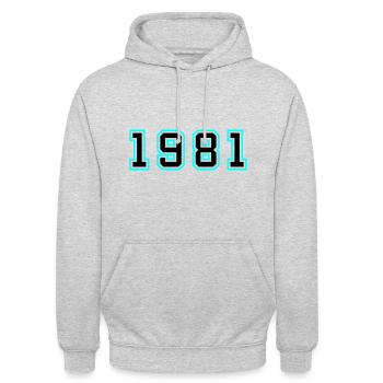 1981 Jahr Geburtstag - Unisex Hoodie - Hellgrau meliert - Vorne - Alina (178cm) & Michal (187cm)