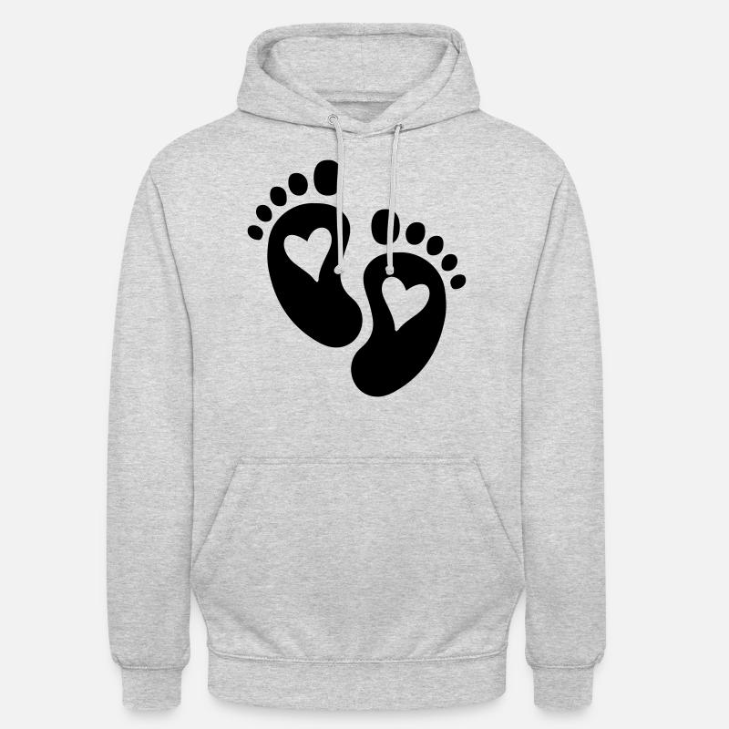 Pieds de bébé Coeur - Sweat-shirt à capuche unisexe - gris clair chiné