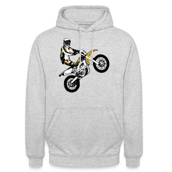 Enduro - Offroad - MotoCross - Supercross - MX - Sweat-shirt à capuche unisexe - gris clair chiné - Devant - Alina (178cm) & Michal (187cm)