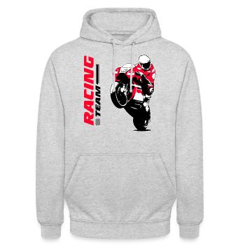 Motorradrennen - Moto GP - Superbike - Unisex Hoodie - Hellgrau meliert - Vorne - Alina (178cm) & Michal (187cm)