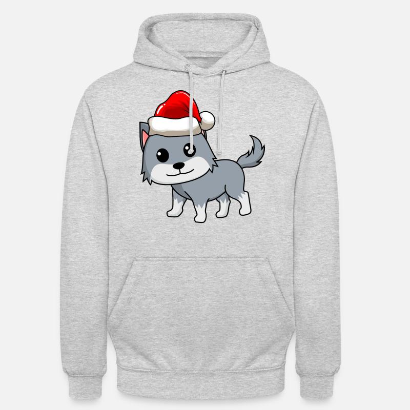 Wolf Comic Weihnachten - Unisex Hoodie - Hellgrau meliert