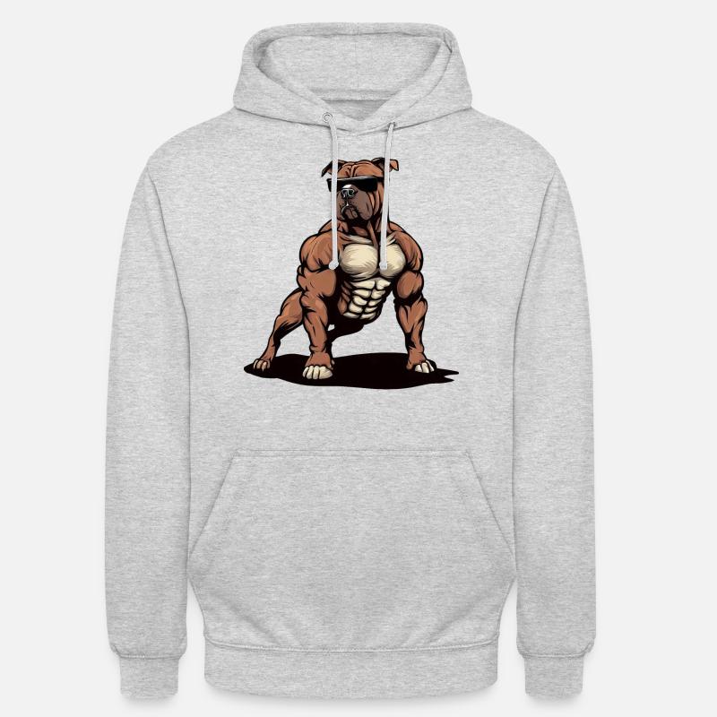 Pitbull Der Bodybuilder - Unisex Hoodie - Hellgrau meliert