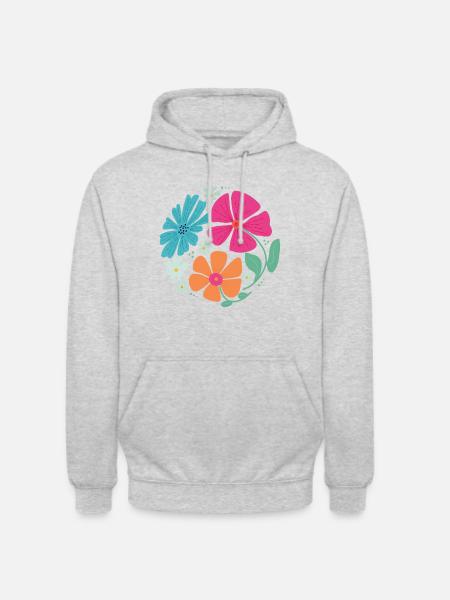 Sommerblumen in Kreisform - Unisex Hoodie - Hellgrau meliert