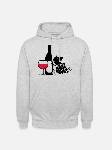 wine bottle grapes - Unisex Hoodie - Hellgrau meliert