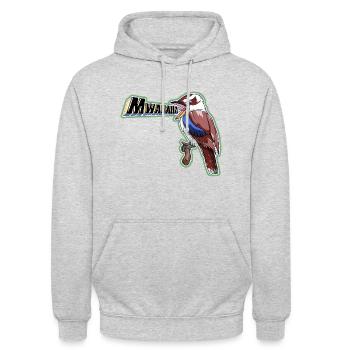 Dessin animé kookaburra - Sweat-shirt à capuche unisexe - gris clair chiné - Devant - Alina (178cm) & Michal (187cm)