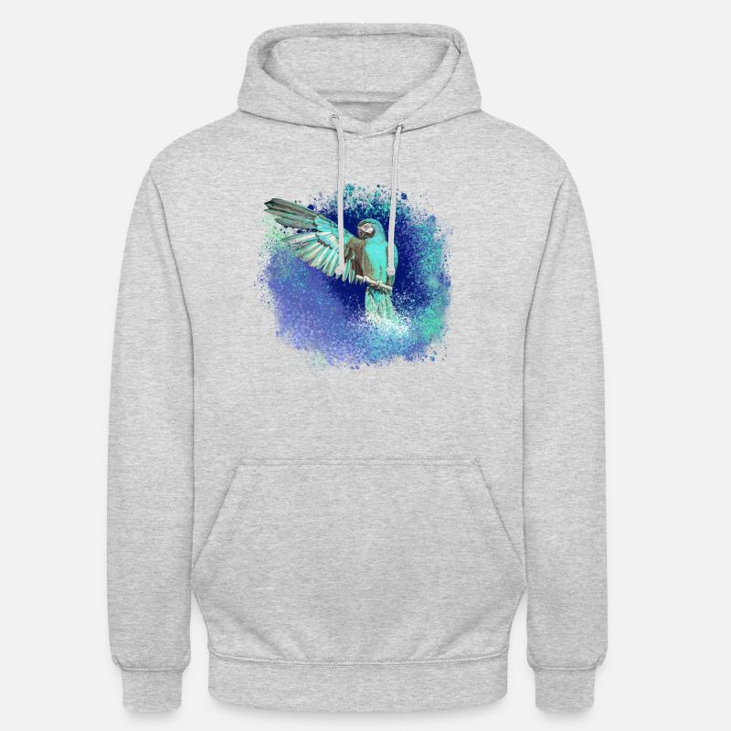 perfich ara,oiseau,graffiti,mint,bleu,brush,spray - Sweat-shirt à capuche unisexe - gris clair chiné