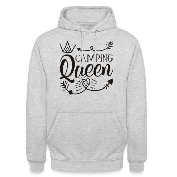 Camping Queen - Sweat-shirt à capuche unisexe - gris clair chiné - Devant - Alina (178cm) & Michal (187cm)