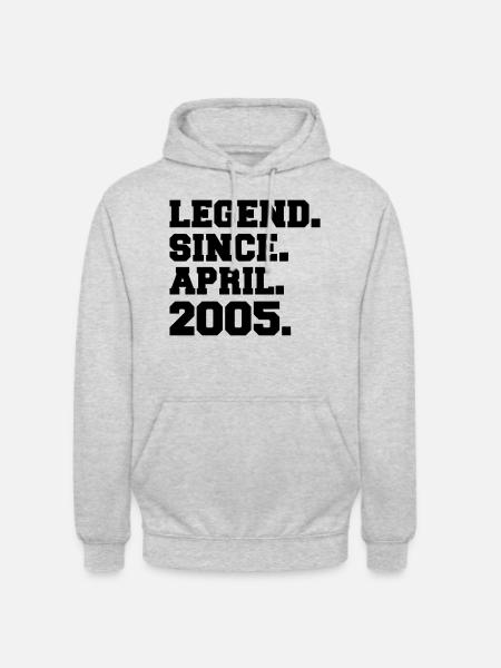Né en avril 2005 - Sweat-shirt à capuche unisexe - gris clair chiné